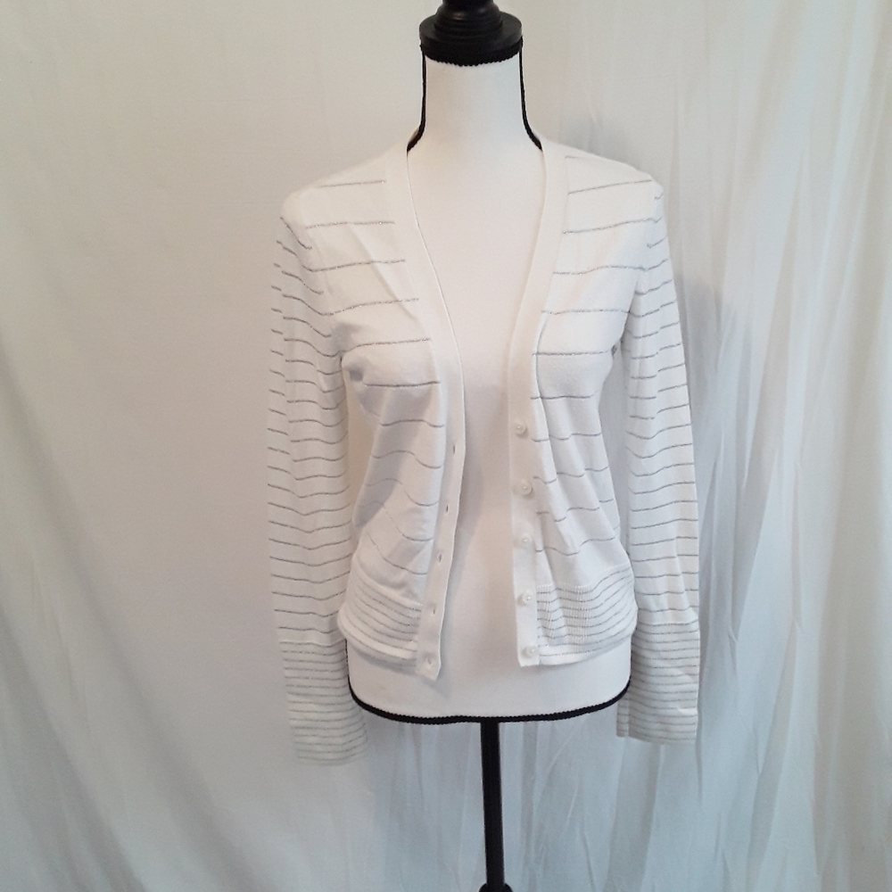 American Eagle Metallic Stripe V-neck Cardigan!